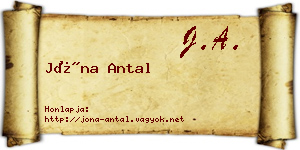 Jóna Antal névjegykártya